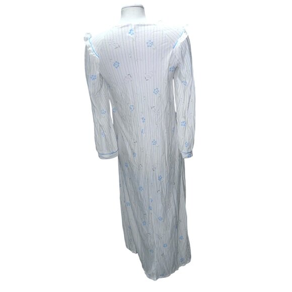 Vintage 70's Long Sleeve Floral Lace Night Gown Sz Small White & Multi Ankle - Picture 2 of 15